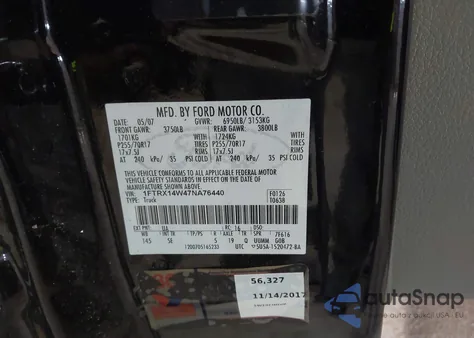 2007 Ford F-150 Fx4/Stx/Xl/Xlt z USA, uszkodzony, nr VIN 1FTRX14W47NA76440